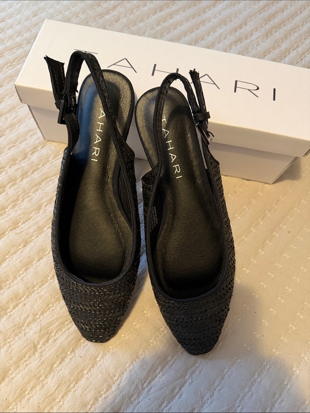 Tahari Black Woven Slingback Ballet Flats NWOT 7.5 ❤️